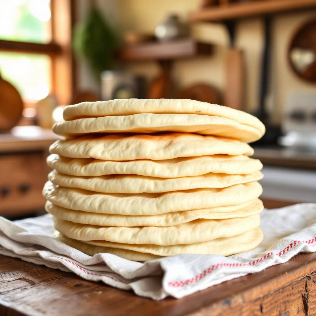 Pila de tortillas de harina recién hechas